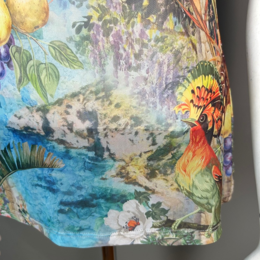 Sheer Tattoo Tank Top Jaded London Medium Mesh Tropical Fruit Floral - Picture 7 of 10